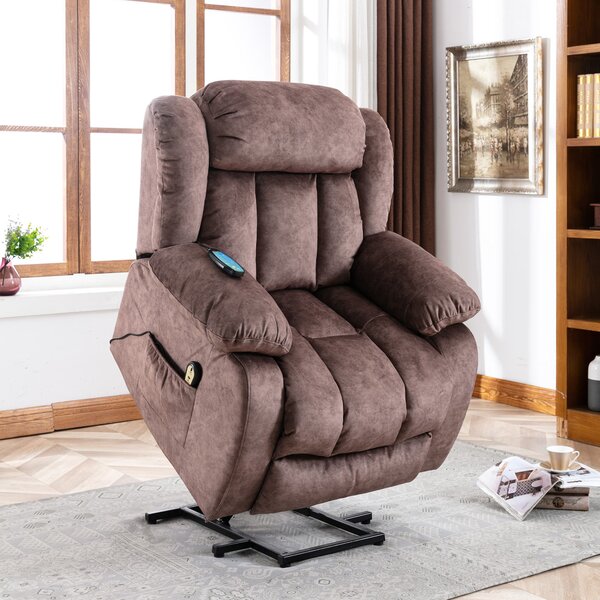 Power Lift Recliner Massage Chair with Heat and Vibration, Heavy Duty Safety Motion for Elderly, Easy Assembly, 96x95x100 cm, Brown Aosom UK