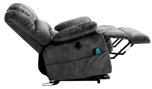 Electric Power Lift Recliner Chair with Heating Massage Points, Vibration, USB Ports and Side Pockets for Elderly, 103x100x106 cm, Grey Aosom UK