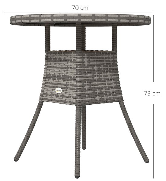 Outsunny 70 cm Wood-Effect Rattan Garden Table - Natural Wood Finish