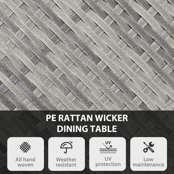 Outsunny 70 cm Wood-Effect Rattan Garden Table - Natural Wood Finish