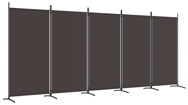 5-Panel Room Divider Brown 433x180 cm Fabric