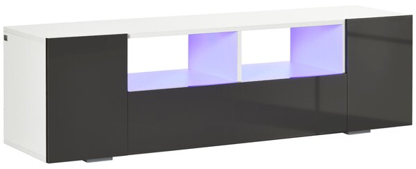 HOMCOM Modern TV Stand Unit for TVs up to 60" with LED Lights, Storage Shelves and Cupboards, 137cmx35cmx42cm, Grey
