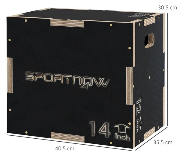 SPORTNOW Multi-Faceted Jump Box, Wooden Step Up Box, for Home, Gym, Exercise, Black
