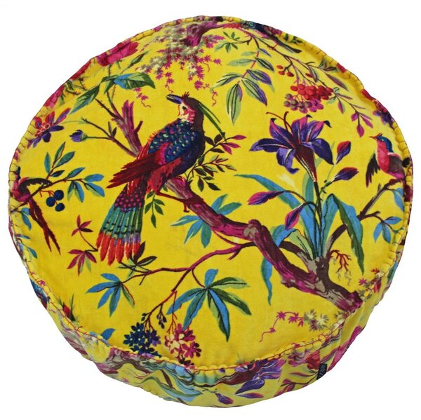 Paradise Round Filled Cushion 50cm x 12cm Yellow