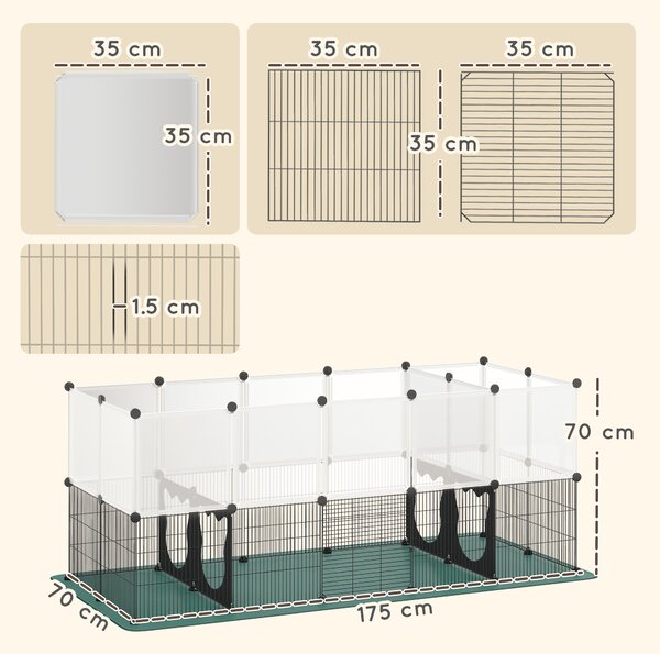 PawHut Pet Playpen with Waterproof Mat, DIY Small Animal Enclosure 34 Panels, Indoor/Outdoor Metal Pet Fence for Guinea Pigs