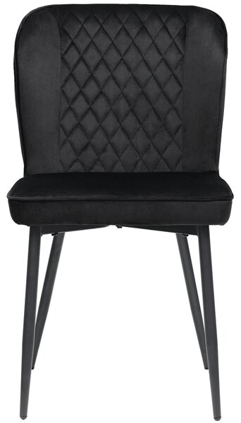 Set of 2 Modern Velvet Black Dining Chairs with 4 Metal Legs, Lounge Chair with Backrest for Dining Room, Living Room, 47x43x86 cm, Black Aosom.UK