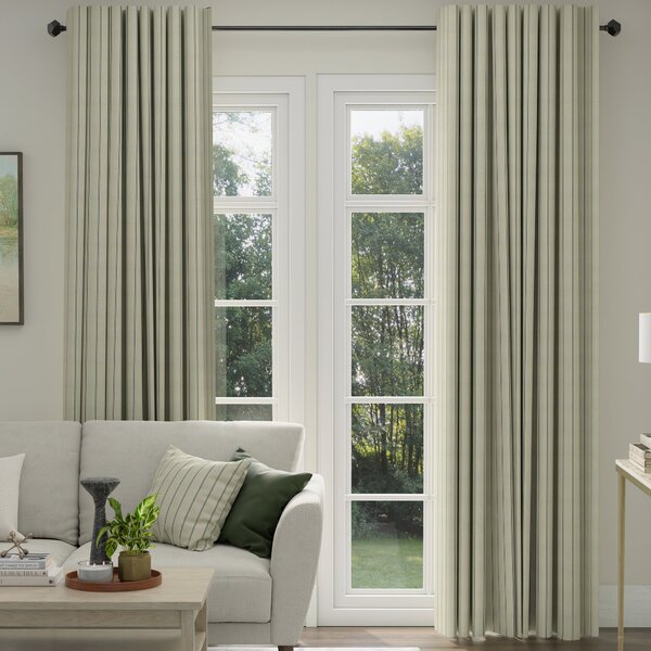 ANTE DECOR Latham Printed Cotton Stripe Made To Measure Curtains Charcoal