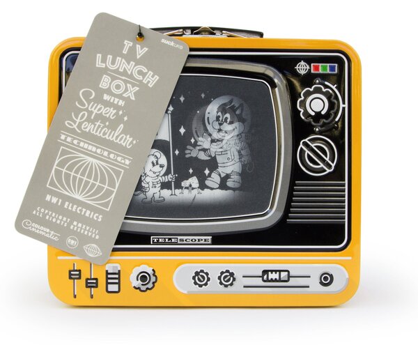 Space Yellow TV Metal Lunch Box