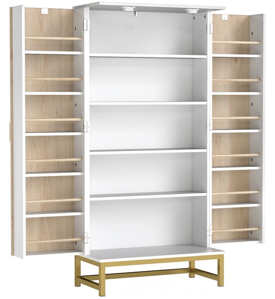 HOMCOM 119.5 cm Kitchen Cupboard, Freestanding Kitchen Cabinet with Double Doors, 5 Tiers, 12 Spice Racks, White