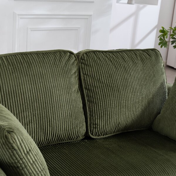 HOMCOM 2 Seater Sofa, 140 cm Loveseat Sofa with Spring Cushions, Metal Legs, 2 Pillows, Dark Green