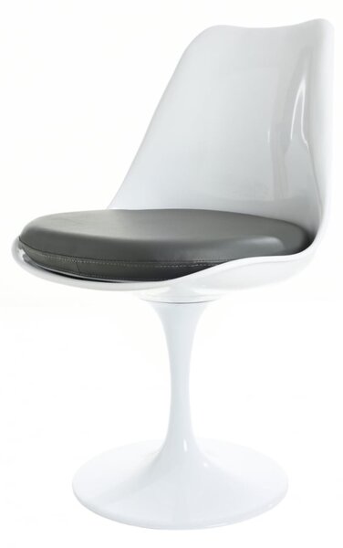 Fusion Living White Tulip Dining Chair with PU Cushion