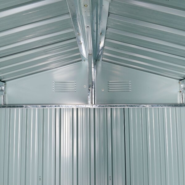 Outsunny 8 x 6ft Galvanised Steel Shed, with Double Door - Light Grey Aosom UK