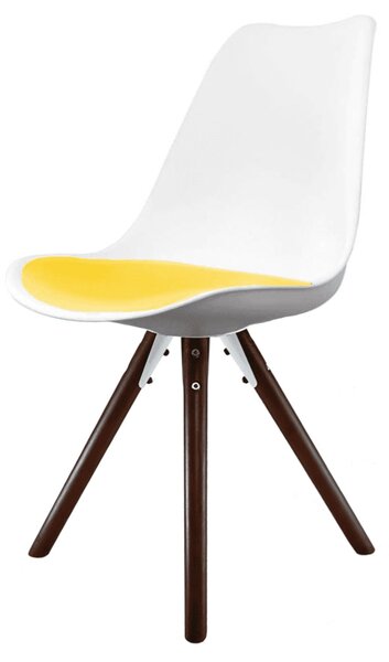 Fusion Living Soho White Plastic Dining Chair with Pyramid Legs