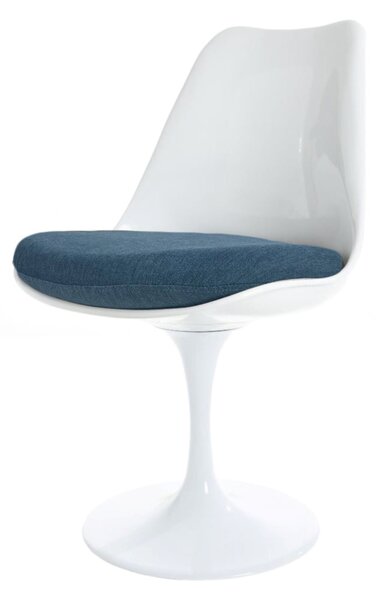 Fusion Living White Tulip Dining Chair with Velveteen Cushion