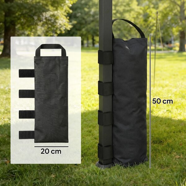 Outsunny 8 Pack Gazebo Sand Weights Bags, 40 kg 600D Heavy Duty Sand Bags Sandbags for Canopy Tent Legs, Without Sand, Black