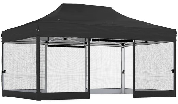 Outsunny 3 x 4.5 m Pop Up Gazebo with Mesh Nettings, UPF50+ Heavy Duty Outdoor Garden Party Tent Marquee, Black