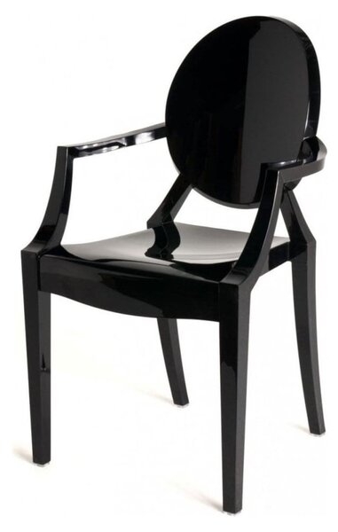 Fusion Living Ghost Style Plastic Louis Curved Arm Dining Chair