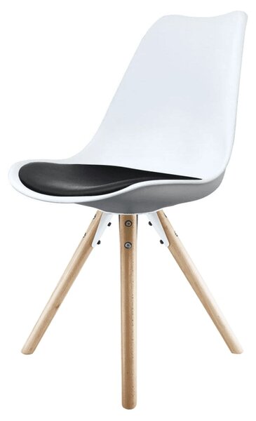 Fusion Living Soho White Plastic Dining Chair with Pyramid Legs