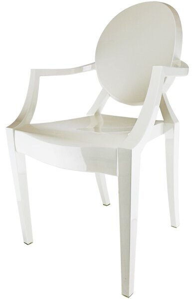 Fusion Living Ghost Style Plastic Louis Curved Arm Dining Chair