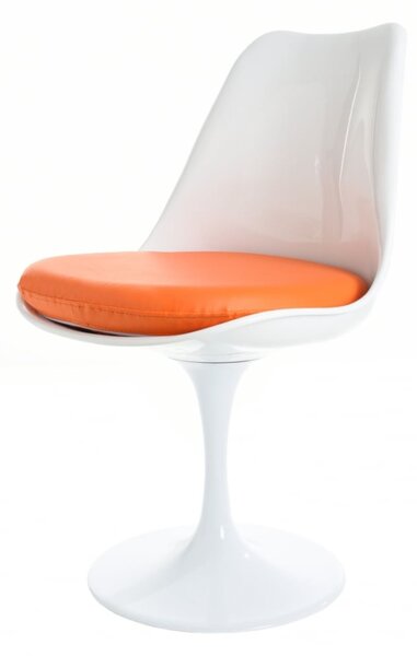 Fusion Living White Tulip Dining Chair with PU Cushion