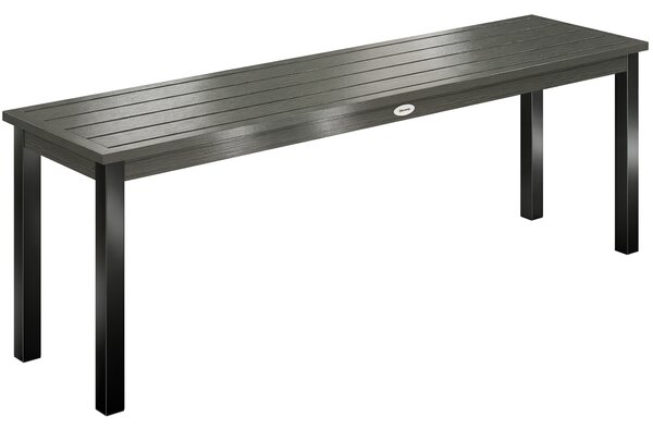Outsunny 2 Seater Garden Bench, Outdoor Bench Loveseat with Wood-Effect Slatted Seat and Steel Frame for Patio, Park, Grey