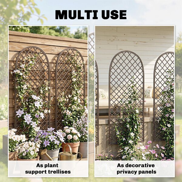 Outsunny Garden Arch, Garden Arbor with 8mm Wicker and Dome Top, Natural Wood Finish