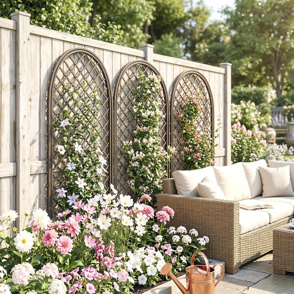 Outsunny Garden Arch, Garden Arbor with 8mm Wicker and Dome Top, Natural Wood Finish