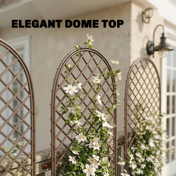 Outsunny Garden Arch, Garden Arbor with 8mm Wicker and Dome Top, Natural Wood Finish