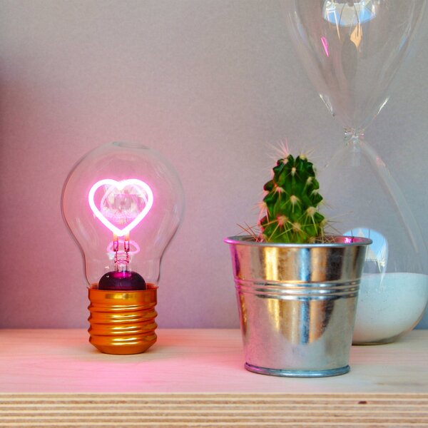 Cordless Rechargeable Heart Lightbulb Shaped Night Light