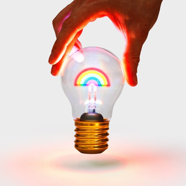 Cordless Rechargeable Rainbow Lightbulb Shaped Night Light