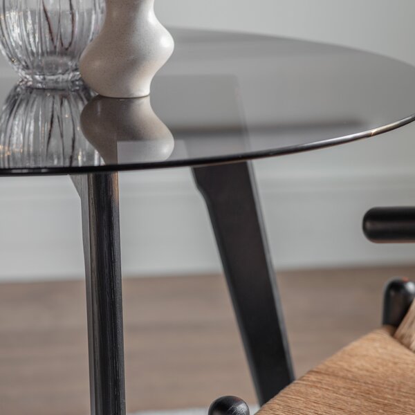 Brea 4 Seater Round Glass Top Dining Table