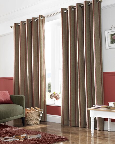 Downton Ready Made Eyelet Curtains Rouge