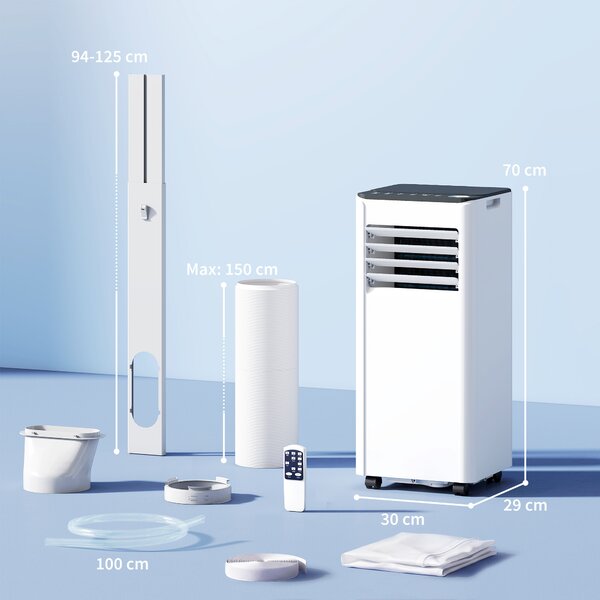 HOMCOM Portable Air Conditioner 7000 BTU, 4-in-1 AC Unit with Cool, Dehumidifier, Fan, Sleep Mode, WiFi Voice Remote Control Aosom UK