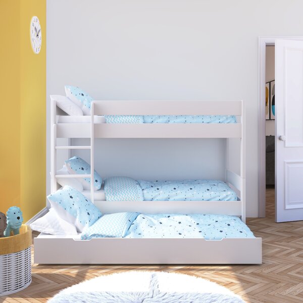 Stompa Compact Wooden Bunk Bed With Open Trundle White