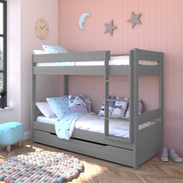 Stompa Uno Bunk Bed With Trundle Drawer, Pine Grey