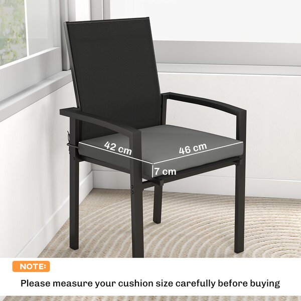 Outsunny Set of 6 Outdoor Seat Cushions with Machine Washable Cover, Water Repellent Seat Cushions Dark Grey