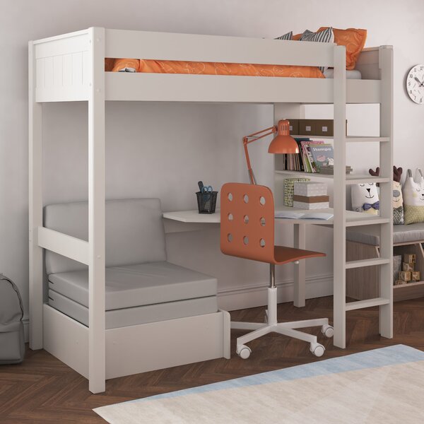 Stompa Classic Highsleeper with Desk And Chair Bed White