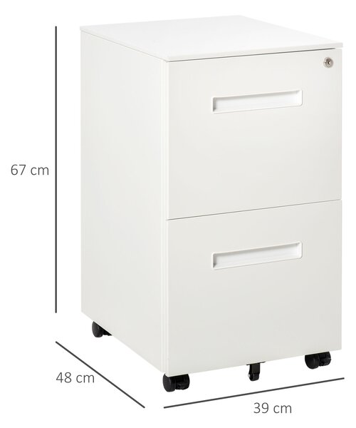 Vinsetto Mobile File Cabinet Vertical Home Office Organizer Filing Furniture with Adjustable Partition for A4 Letter Size, Lockable White Aosom UK