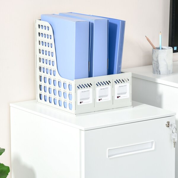 Vinsetto Mobile File Cabinet Vertical Home Office Organizer Filing Furniture with Adjustable Partition for A4 Letter Size, Lockable White Aosom UK