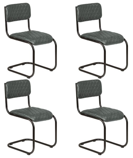 Dining Chairs 4 pcs Grey Real Leather
