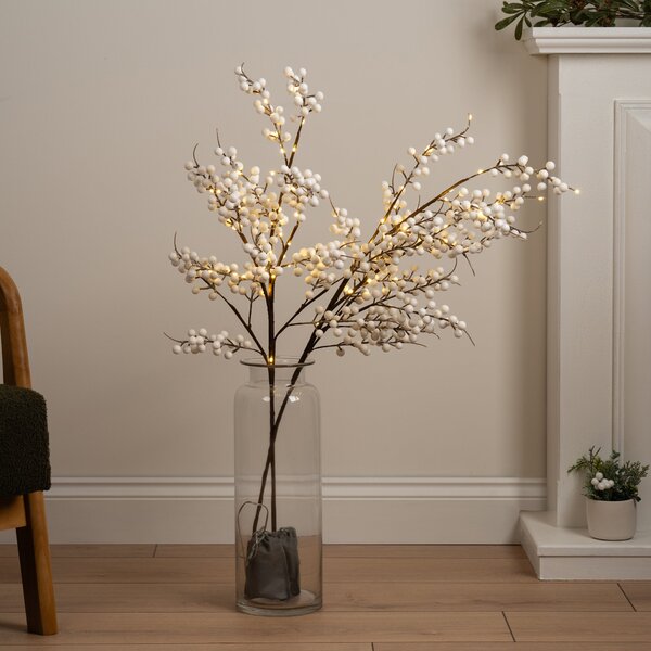 Pre-lit Artificial White Berry Branch White