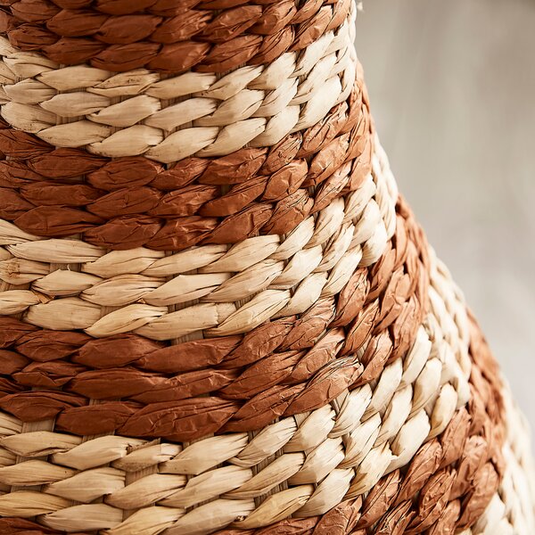 Woven Brown Stripe Straw Vase