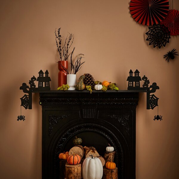 Set of 2 Halloween Mantel Piece Decoration Black