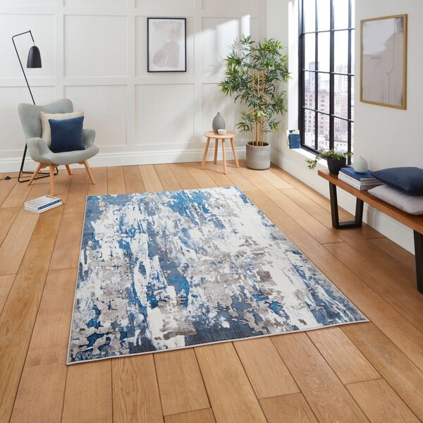 Apollo GR580 200cm x 290cm Metallic Effect Yarn Rug Grey Navy