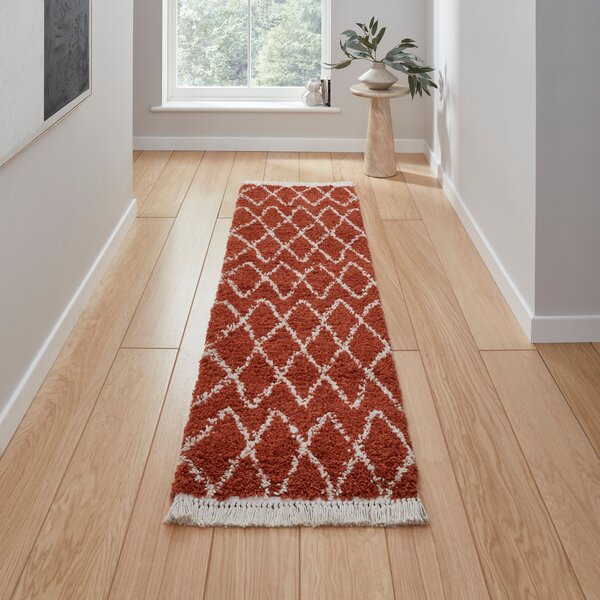 Boho 5413 Shaggy Runner 60cm x 230cm Rug Rust