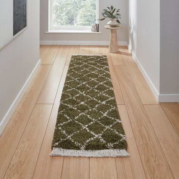 Boho 5413 Shaggy Runner 60cm x 230cm Green