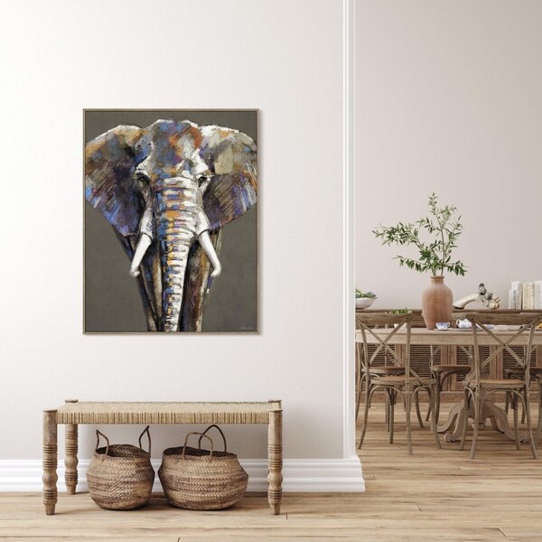 Mighty Elephant Framed Canvas Gold