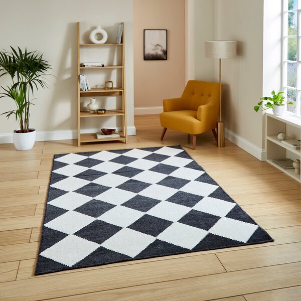 Lyna J0529 Washable Rug Charcoal White