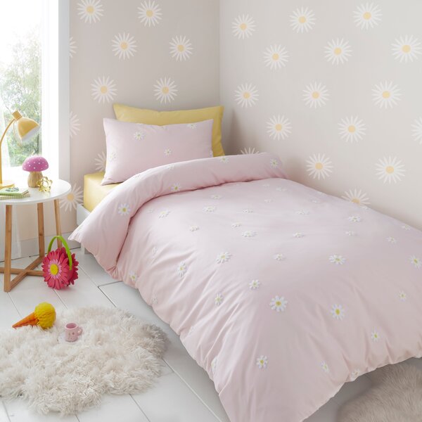 Tufted Daisy Duvet Cover & Pillowcase Set Pink
