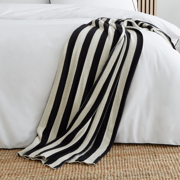 Style Sisters Knitted Stripe Throw 150cm x 220cm Black White